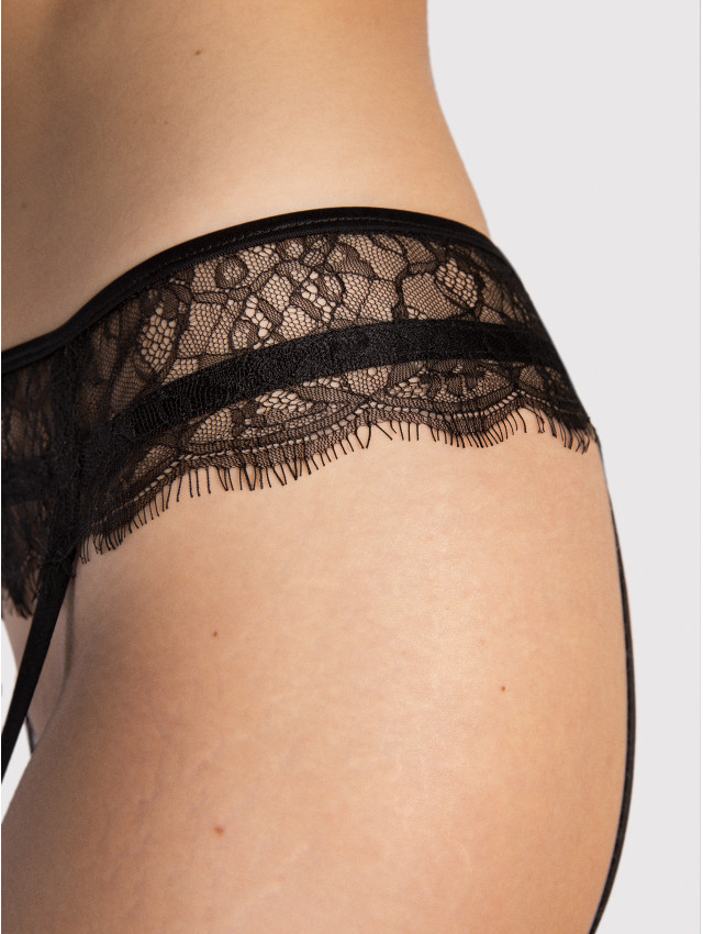 BLISSFUL - Koronkowy pas do pończoch black