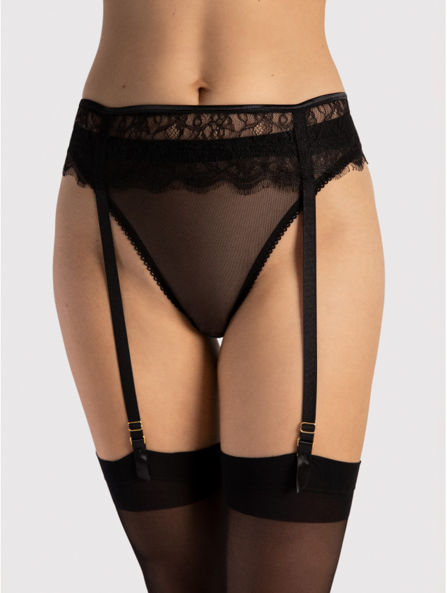 BLISSFUL - Koronkowy pas do pończoch black